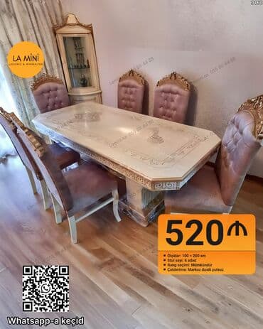 Qonaq otağı üçün, Açılmayan, Dördbucaq masa, 6 stul