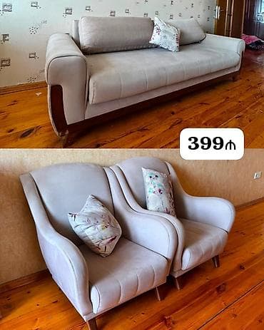 Türkiyə istehsalı divan kreslo dəsti 399₼. Açılır bazası var.Ünvan — 1