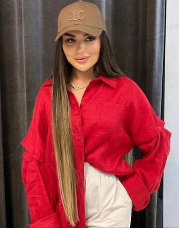 Qadınlar üçün oversize kətan köynək - Material: yüngül və nəfəs alan