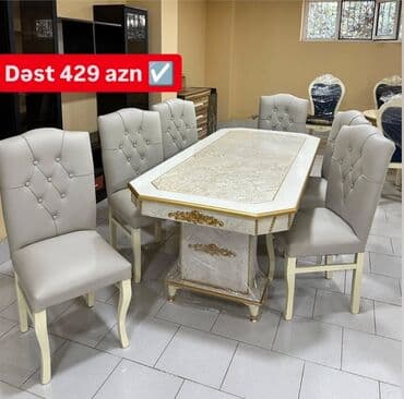 hazir kreditde olan heyet evleri: Qonaq otağı üçün, Yeni, Açılmayan, Dördbucaq masa, 6 stul — 1