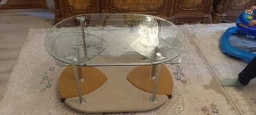 угловой журнальный столик: Журнальный стол, Б/у, Раскладной, Стекло, Угловой стол — 1