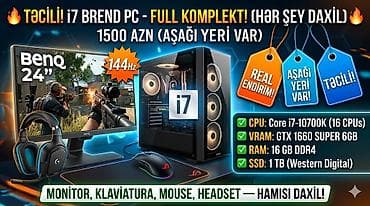 processor core i7: 🔥 TƏCİLİ! i7 BREND GAMING PC – FULL KOMPLEKT (HƏR ŞEY DAXİL) 🔥 — 1