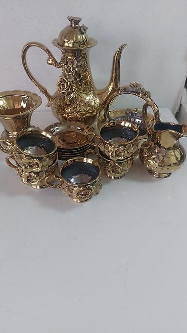 Çay dəsti, rəng - Qızılı, Keramika — 1