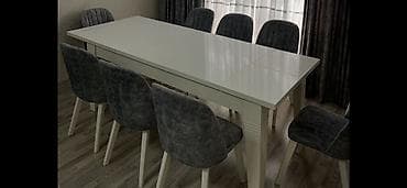 piano stul: Qonaq otağı üçün, Açılan, Dördbucaq masa, 8 stul — 1
