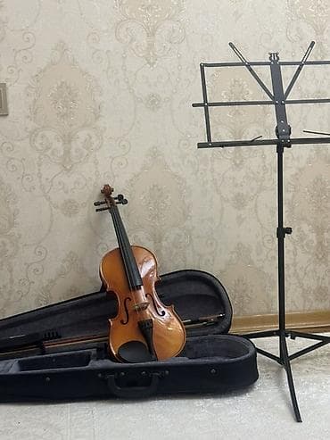 gitara aksesuar: Skripka dəsti - 4/4 ölçülü klassik skripka (tünd qəhvəyi lak örtük — 2