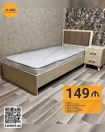 matras taxt: Təknəfərlik çarpayı, Bazasız, Matras ilə, Siyirməsiz — 1