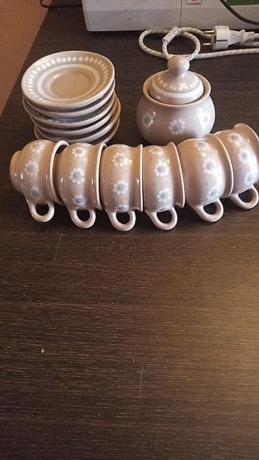 cay: Çay dəsti, rəng - Qızılı, Farfor — 3