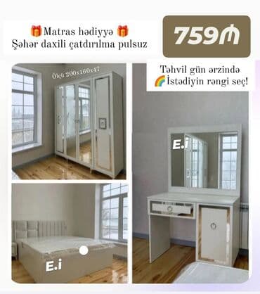 yataq dəsləri: *Yataq dəsti Endirim ✨759Azn💥* ✔️Rəng seçimi var ✔️ *Şəhər daxili — 1