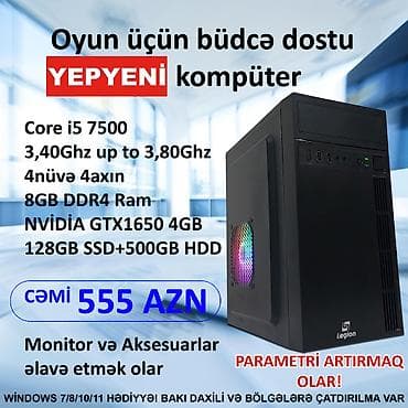 Oyun üçün Kompüter "Legion DDR4 Core i5 7500 GTX1650 4GB 128GB