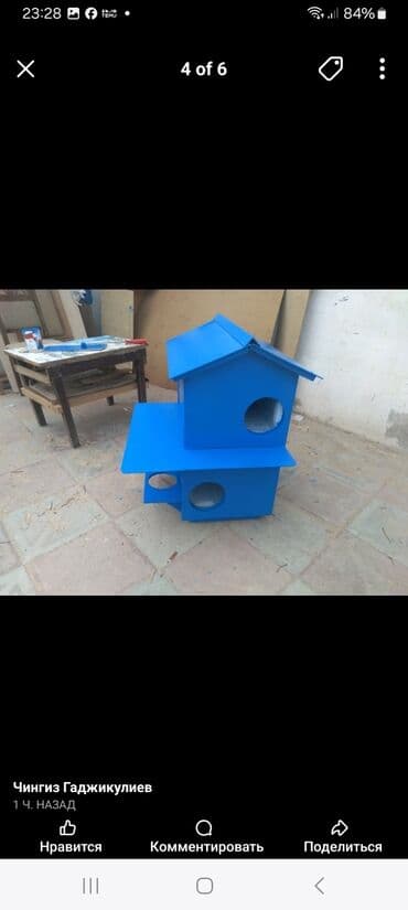 goyərcin yuvaları: Rəngli taxta heyvan evi/budaq evciyi - Material: taxta konstruksiya — 19