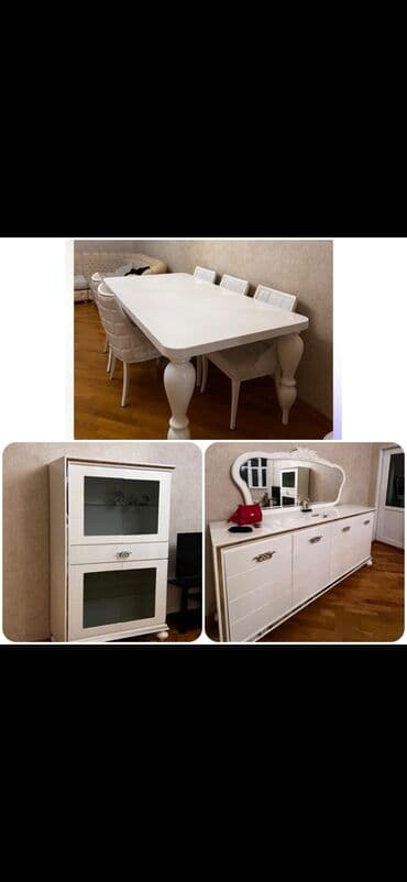 стол стул для зала: Для гостиной, Б/у, Нераскладной, Прямоугольный стол, 6 стульев — 1