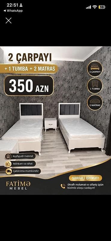 masaj kravati: 2 təknəfərlik çarpayı, Tumba, Yeni — 1