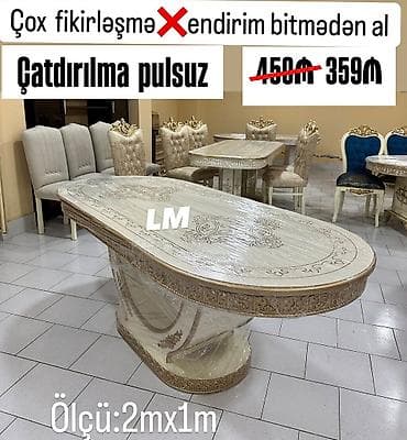 Klassik masa, Açılmayan, MDF, Oval masa