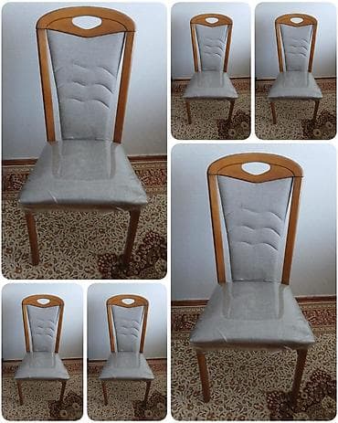 6 stul: Qonaq otağı üçün, İşlənmiş, Qatlanmayan, rəng - Boz Stul — 1