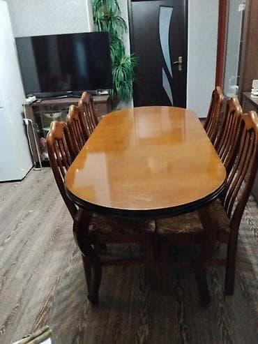 kuxna stul stol: Qonaq otağı üçün, Açılmayan, Oval masa, 8 stul — 1