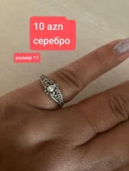 Eynəklər: Gümüş qadın üzüyü - Material: gümüş - Dizayn: damla formalı şəffaf — 1