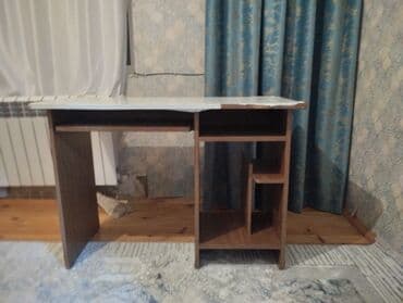 купить компьютерный стол бу: Прямой стол, С полками, МДФ — 2