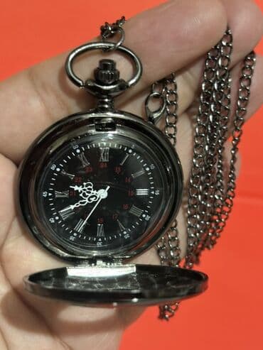 saatlar ucuz: Klassik cib saatı – qara metal korpus və zəncir - Dizayn: Qapaqlı — 7