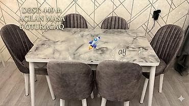 Раскладной, Прямоугольный стол, 6 стульев