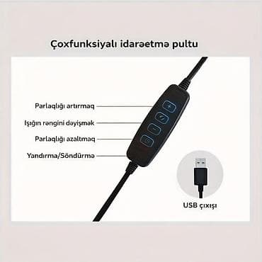 Videokameralar: 26 sm LED Ring Light + tənzimlənən stolüstü tripodu və telefon — 5