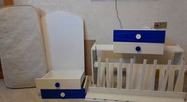 ikinci əl uşaq carpayısı: Oğlan və qız üçün, İşlənmiş, Dördbucaq, Beşik, Matras ilə, Yellənmə mexanizm ilə — 1