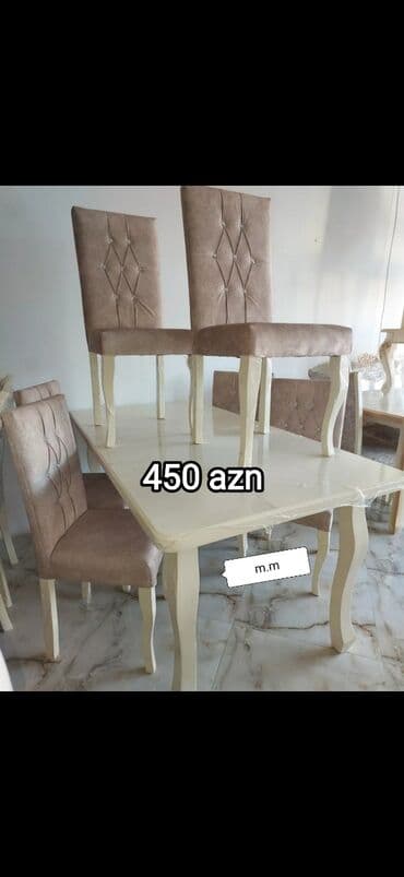 embawood masalar: Qonaq otağı üçün, Yeni, Açılmayan, Dördbucaq masa, 6 stul — 2