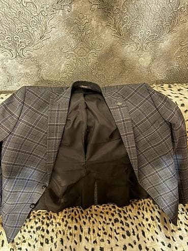 Jakamen kişi gödəkçəsi – Classic Fit - Naxış: boz tonlarda xırda xallı