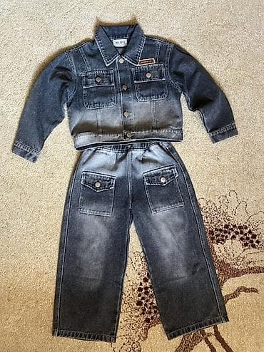 Tamda fesli gelir Qız Uşaqı üçün cins dəst – cins gödəkcə və şalvar