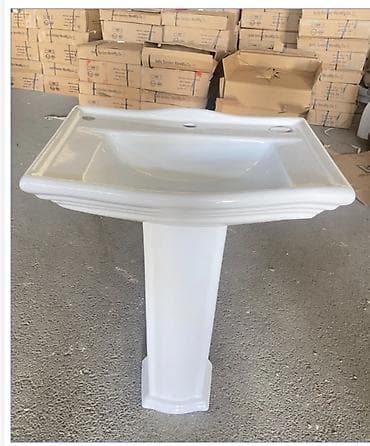 radius: Ağ keramika pilli lavabosu (pedestal sink) - Material: yüksək — 1