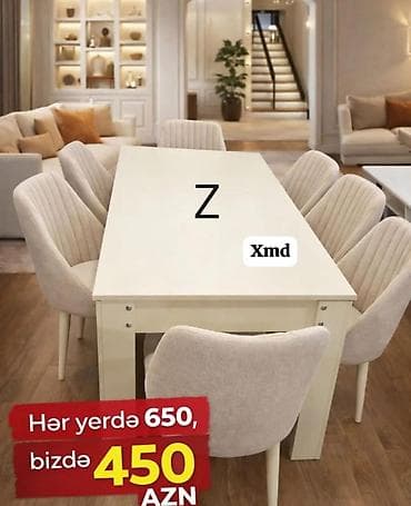 vintir: Qonaq otağı üçün, Yeni, Açılmayan, Dördbucaq masa, 6 stul — 1