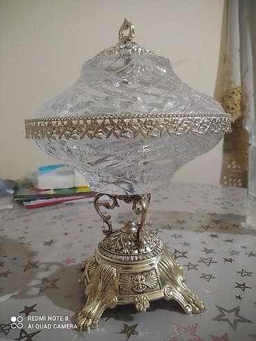 sufre bezedilmesi: Şüşə-qapaqlı dekorativ meyve qabi - Material: qalın kəsim naxışlı — 1