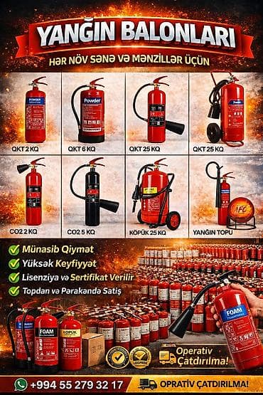 İstənilən növ yanğın söndürmə balonlarının satışı ve dolumu xidmeti