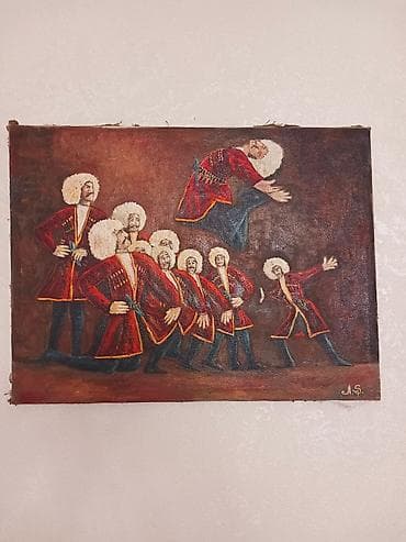 sican sekili: Məhsul: Oryijinal yağlı boya tablo Təsvir: - Mövzu: Qafqaz rəqsi — 2