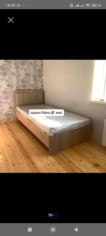 tek krafat: Tək nəfərlik çarpayı və matras dəsti. • Ölçü: standart tək nəfərlik — 1