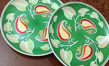 sd: Boşqablar, 2 ədədli dəst, rəng - Yaşıl, Keramika, SSRİ — 2