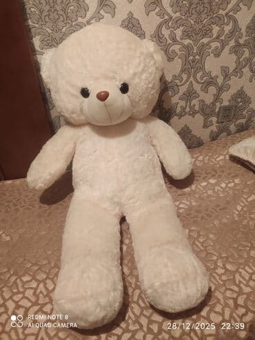 Böyük ölçülü peluş ayı oyuncaq - Rəng: krem/ağ tonlarında - Yumşaq