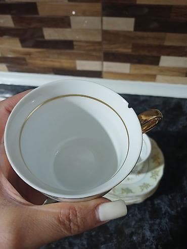 çay servisi: Çay dəsti, rəng - Ağ, Farfor, Çexiya — 4