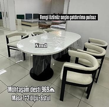 Qonaq otağı üçün, Yeni, Açılmayan, Oval masa, 6 stul