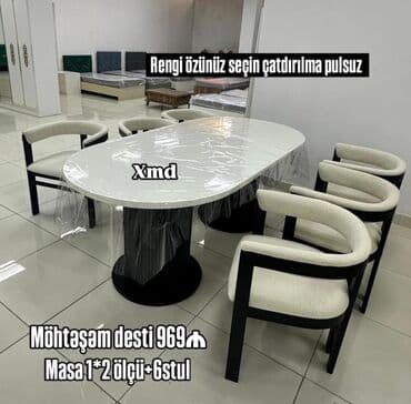 Mətbəx üçün, Yeni, Açılmayan, Oval masa, 6 stul