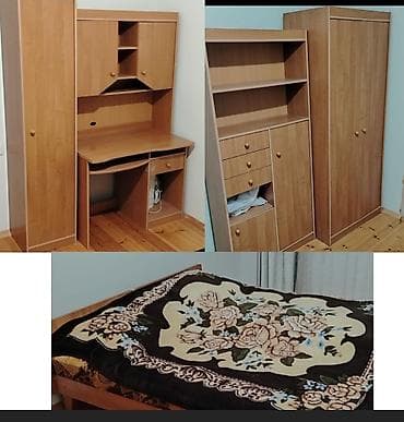 Oğlan və qız üçün, İşlənmiş, 2 təknəfərlik çarpayı, Yazı masası, Dolab