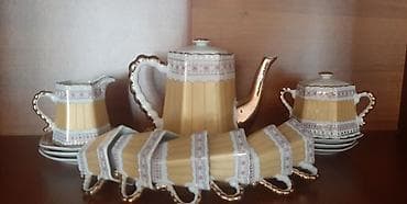 Çay dəsti, rəng - Sarı, Farfor, Moriage, 6 nəfərlik, Yaponiya — 2
