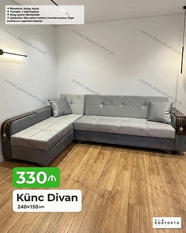 Künc divan – 240×150 sm - Açılan, bazalı mexanizm: gündəlik istirahət — 1