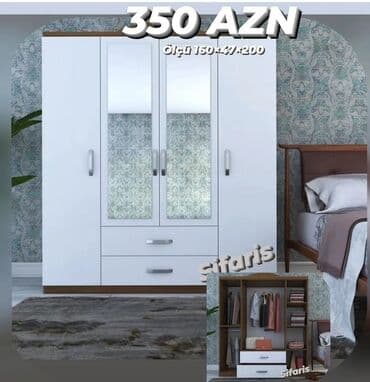 dolab 2 ci el sumqayıt: Yeni, Açılan, 4 qapılı Düz dolab, Qarderob, paltar dolabı, Azərbaycan — 1