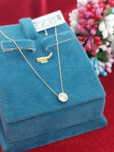 tək qaş: Boyunbağı, Sarı qızıl, 585 Əyar, 143 g — 2