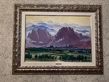 Şamdanlar: Mövzu: Dağ mənzərəli orijinal tablo – çərçivəli Təsvir: - Rəssam — 6