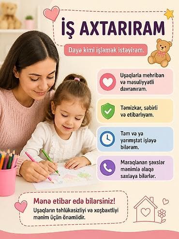 sumqayitda daye: Özümə İș Axtarıram Uşaqlara baxıcı xidməti Ünvan Xırdalan aaf park — 1