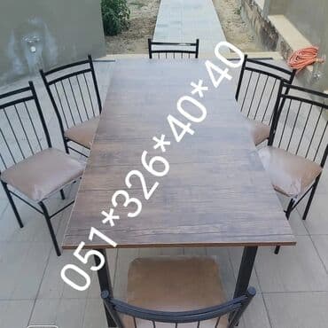 naxcivan bina evleri: Yeni, Dördbucaq masa, 4 stul, Açılan, Stullar ilə, Metal, Azərbaycan — 18