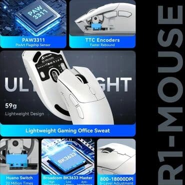 komputer sicanı: Yeni • 59g Ultra-Light • 3311 Gaming Sensor • BK3633 Three Modes • 20 — 3