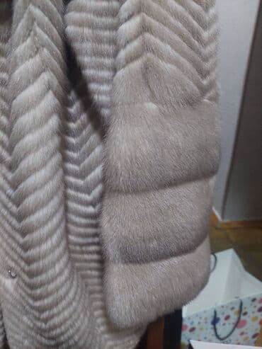 Куртки: Шуба, L, цвет - Бежевый — 2