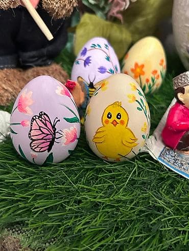 bezek bitkisi: Əllə rənglənmiş dekorativ yumurtalar - Material: Bərk dekorativ — 2